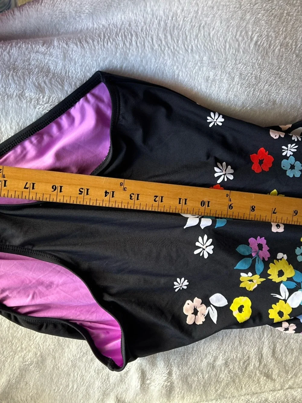 Anne Cole Black Floral One-Piece Swimsuit with Multicolor Flowers